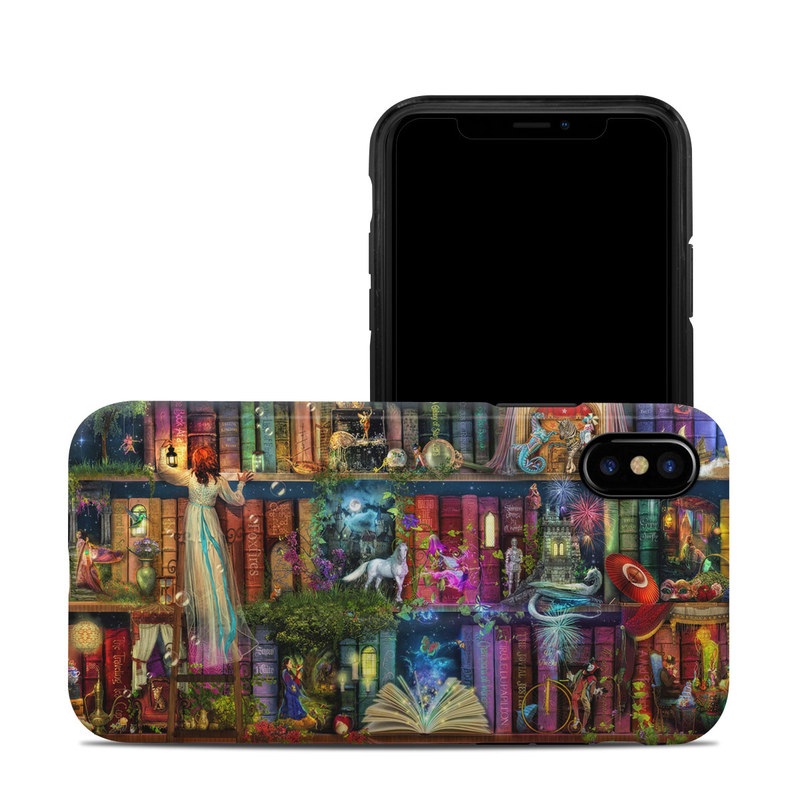 iPhone XS Hybrid Case design of Painting, Art, Theatrical scenery, with black, red, gray, green, blue colors