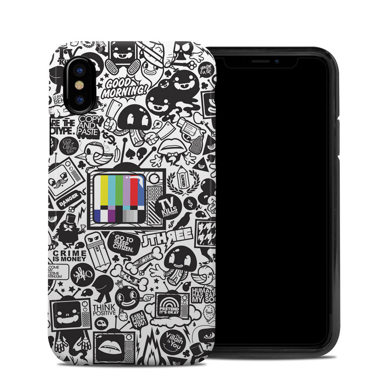 iPhone XS Hybrid Case design of Pattern, Drawing, Doodle, Design, Visual arts, Font, Black-and-white, Monochrome, Illustration, Art with gray, black, white colors