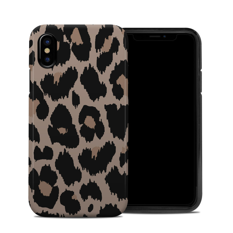 iPhone XS Hybrid Case design of Pattern, Brown, Fur, Design, Textile, Monochrome, Fawn with black, gray, red, green colors