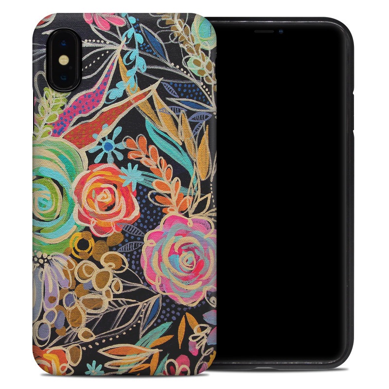 iPhone XS Max Hybrid Case design of Pattern, Floral design, Design, Textile, Visual arts, Art, Graphic design, Psychedelic art, Plant with black, gray, green, red, blue colors