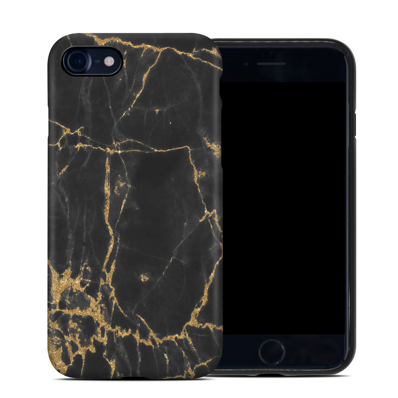 iPhone SE 2nd Gen Hybrid Case design of Black, Yellow, Water, Brown, Branch, Leaf, Rock, Tree, Marble, Sky, with black, yellow colors