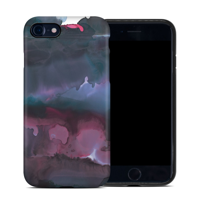 iPhone SE 2nd Gen Hybrid Case design of Watercolor paint, Purple, Painting, Ice, Magenta, Sky, Art, Cloud, Paint, Modern art, with black, white, purple, blue, red colors
