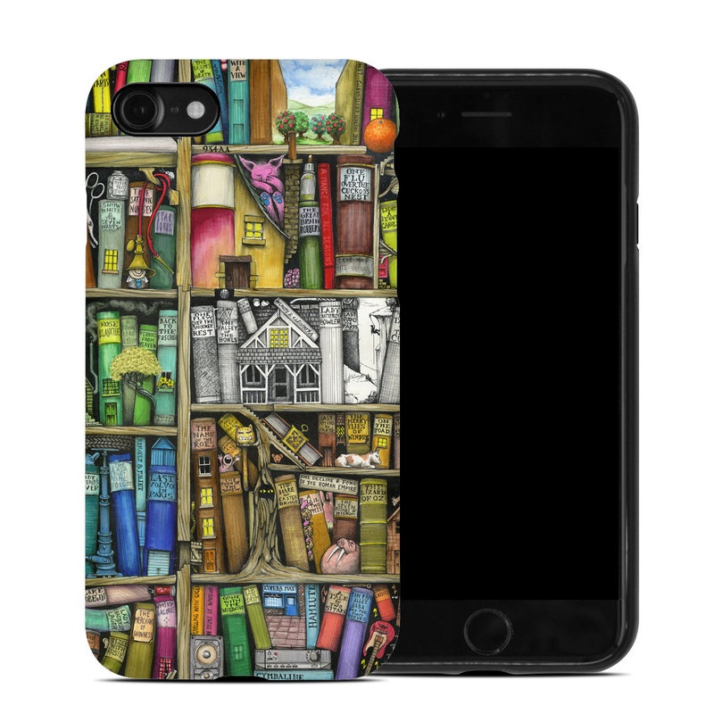 iPhone SE Hybrid Case design of Collection, Art, Visual arts, Bookselling, Shelving, Painting, Building, Shelf, Publication, Modern art, with brown, green, blue, red, pink colors