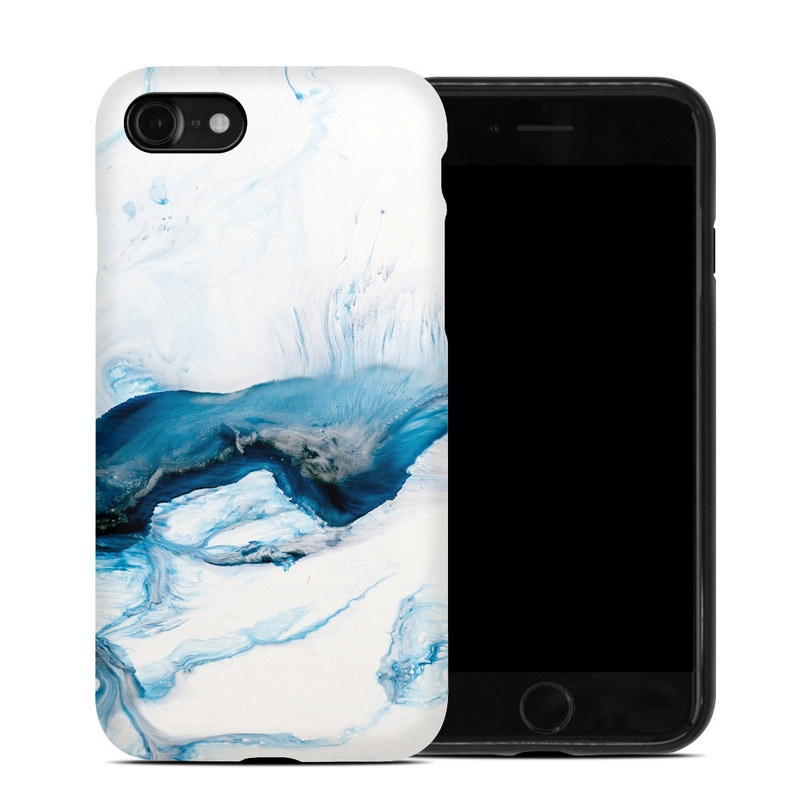 iPhone SE Hybrid Case design of Glacial landform, Blue, Water, Glacier, Sky, Arctic, Ice cap, Watercolor paint, Drawing, Art, with white, blue, black colors