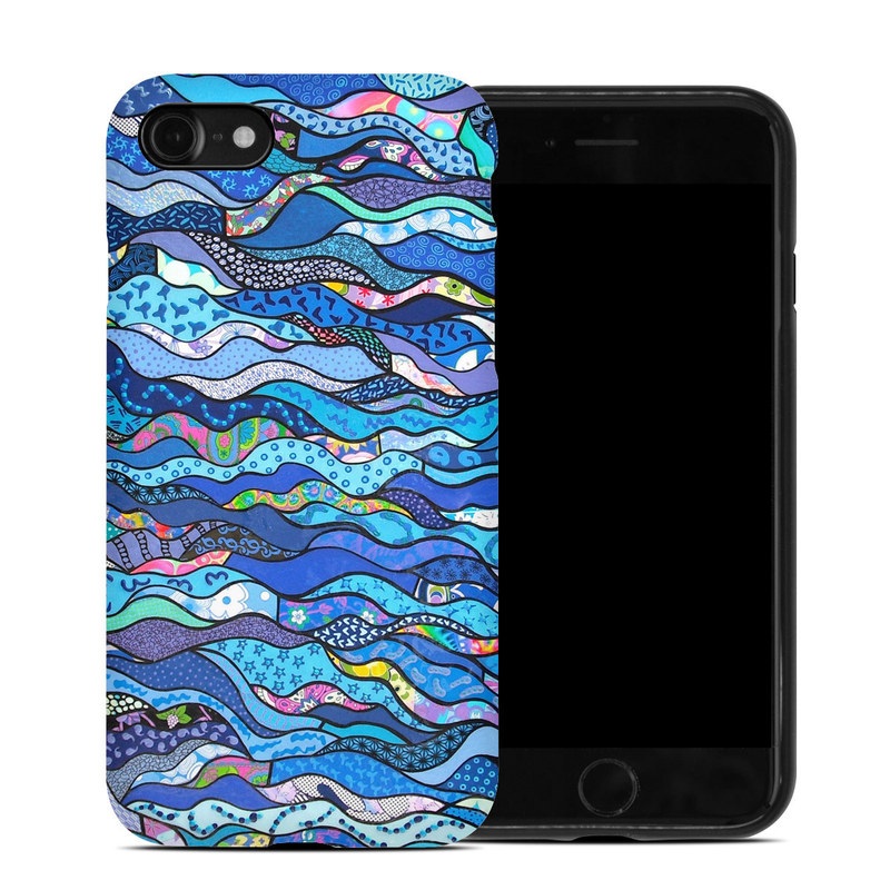 iPhone SE Hybrid Case design of Blue, Pattern, Aqua, Water, Line, Design, Textile, Psychedelic art, Electric blue, with blue, black, gray, purple colors