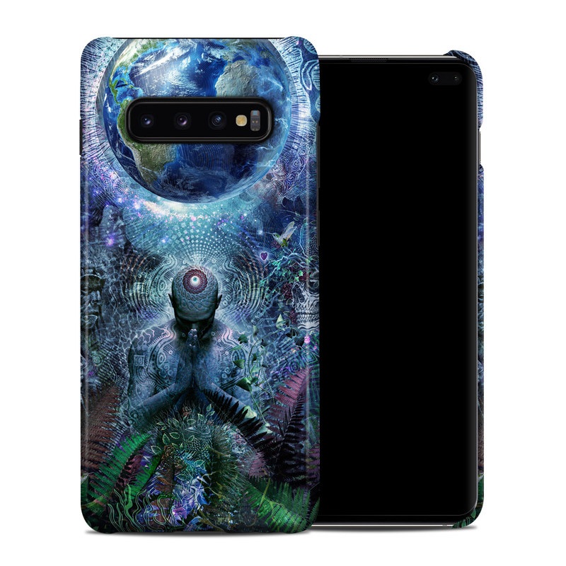 Samsung Galaxy S10 Plus Clip Case design of Psychedelic art, Fractal art, Art, Space, Organism, Earth, Sphere, Graphic design, Circle, Graphics, with blue, green, gray, purple, pink, black, white colors