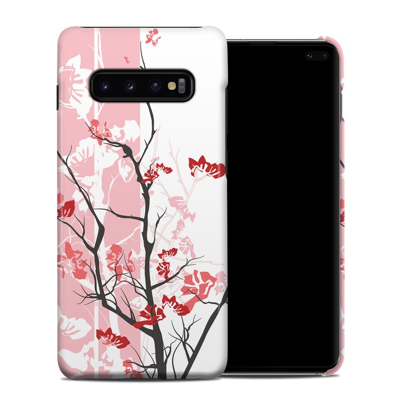 Samsung Galaxy S10 Plus Clip Case design of Branch, Red, Flower, Plant, Tree, Twig, Blossom, Botany, Pink, Spring, with white, pink, gray, red, black colors