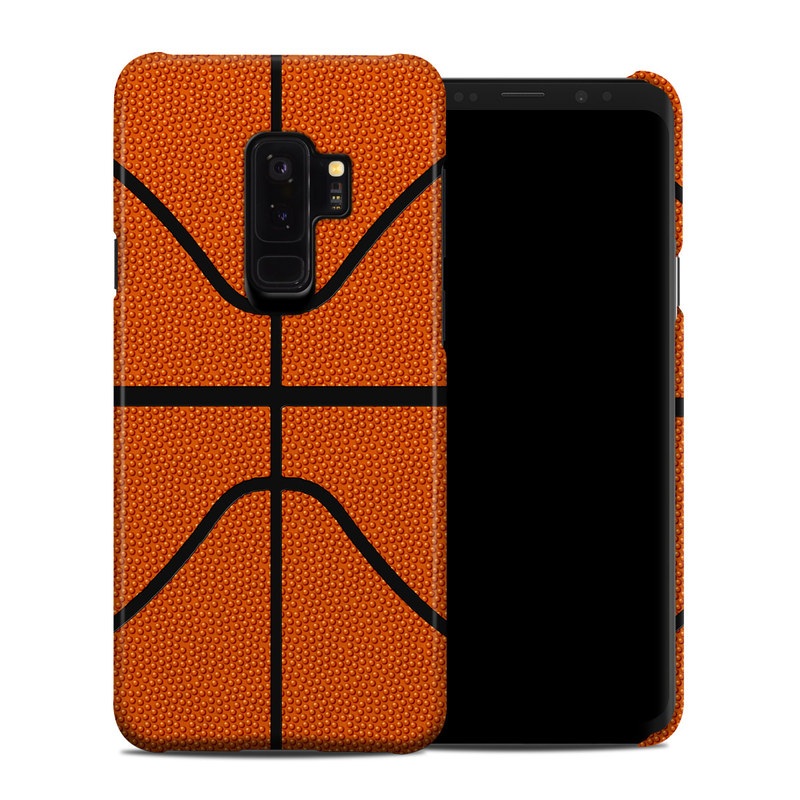 Samsung Galaxy S9 Plus Clip Case design of Orange, Basketball, Line, Pattern, Sport venue, Brown, Yellow, Design, Net, Team sport with orange, black colors