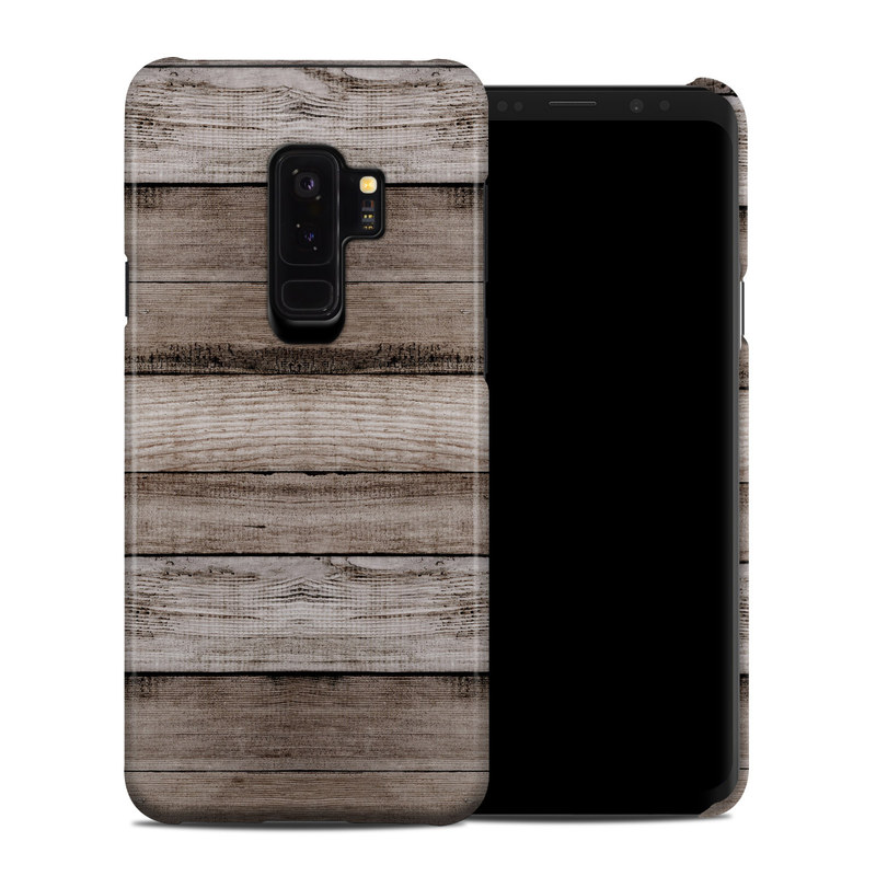 Samsung Galaxy S9 Plus Clip Case design of Wood, Plank, Wood stain, Hardwood, Line, Pattern, Floor, Lumber, Wood flooring, Plywood, with brown, black colors