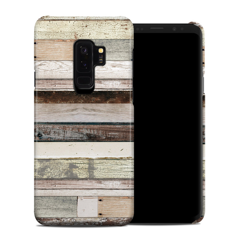 Samsung Galaxy S9 Plus Clip Case design of Wood, Wall, Plank, Line, Lumber, Wood stain, Beige, Parallel, Hardwood, Pattern with brown, white, gray, yellow colors