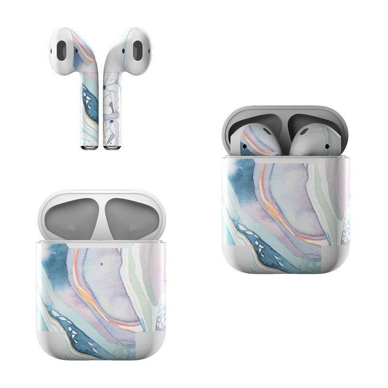 Apple AirPods Skin design of Watercolor paint, Plant, Art, Illustration, Flower, with blue, purple, pink, red, orange colors