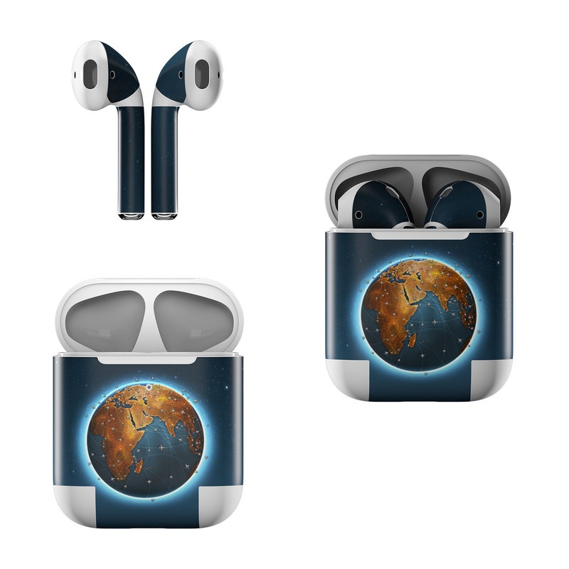 Apple AirPods Skin design of Planet, Earth, Astronomical object, World, Atmosphere, Globe, Space, Sky, Astronomy, Circle, with blue, yellow, brown colors