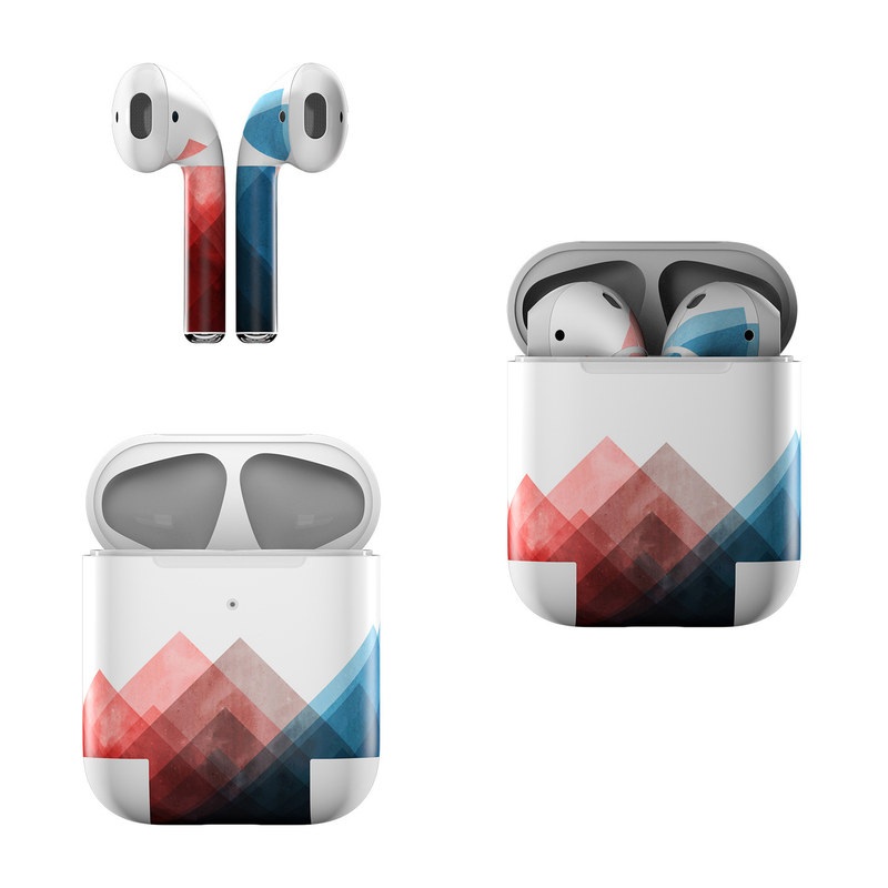 Apple AirPods Skin design of Blue, Red, Sky, Pink, Line, Architecture, Font, Graphic design, Colorfulness, Illustration, with red, pink, blue colors