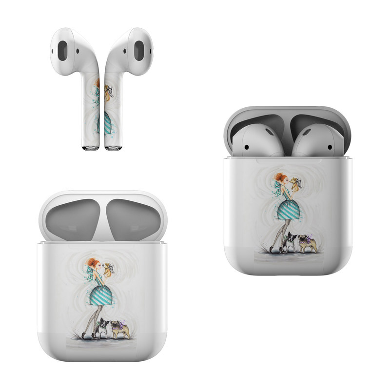 Apple AirPods Skin design of Illustration, Cartoon, Drawing, Art, Costume design, Fictional character, Fashion illustration, Sketch, with gray, black, white, blue, gray, yellow, brown colors