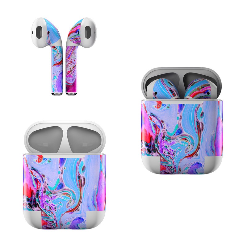 Apple AirPods Skin design of Pink, Purple, Pattern, Design, Visual arts, Art, Psychedelic art, Magenta, Acrylic paint, Colorfulness with pink, purple, blue, green colors