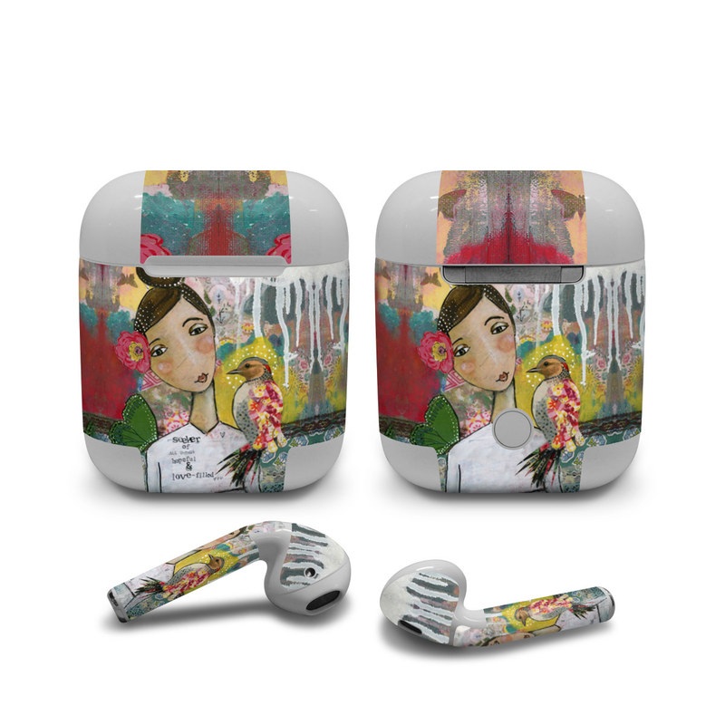 Apple AirPods Skin design of Art, Painting, Illustration, Visual arts, Watercolor paint, Acrylic paint, Flower, Plant, Paint, Modern art, with white, green, pink, red, yellow colors