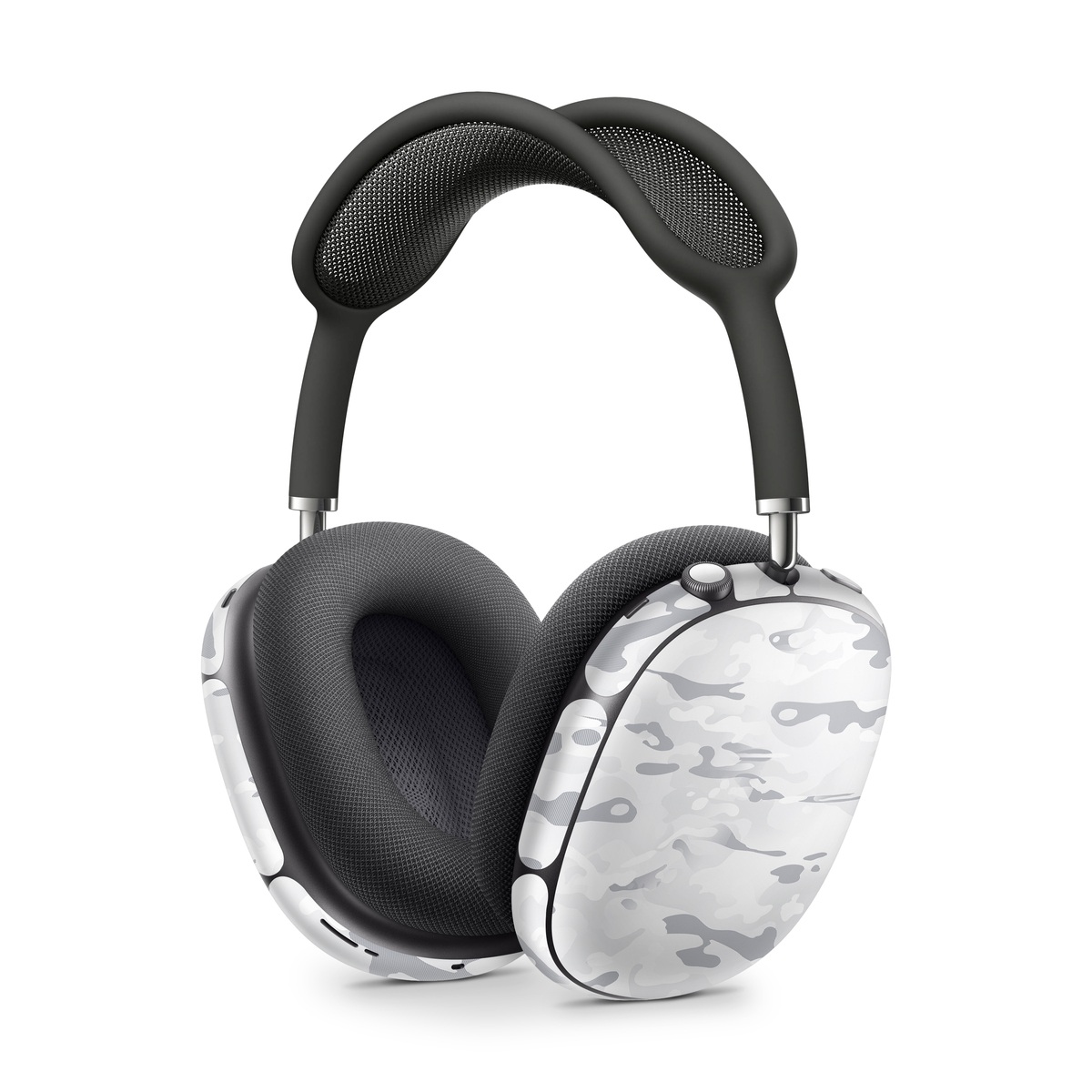 Apple AirPods Max Skin design of Vertebrate, Mammal, Grey, Pattern, Monochrome, Art, Monochrome photography, Rock, Font, Winter, with white, gray colors