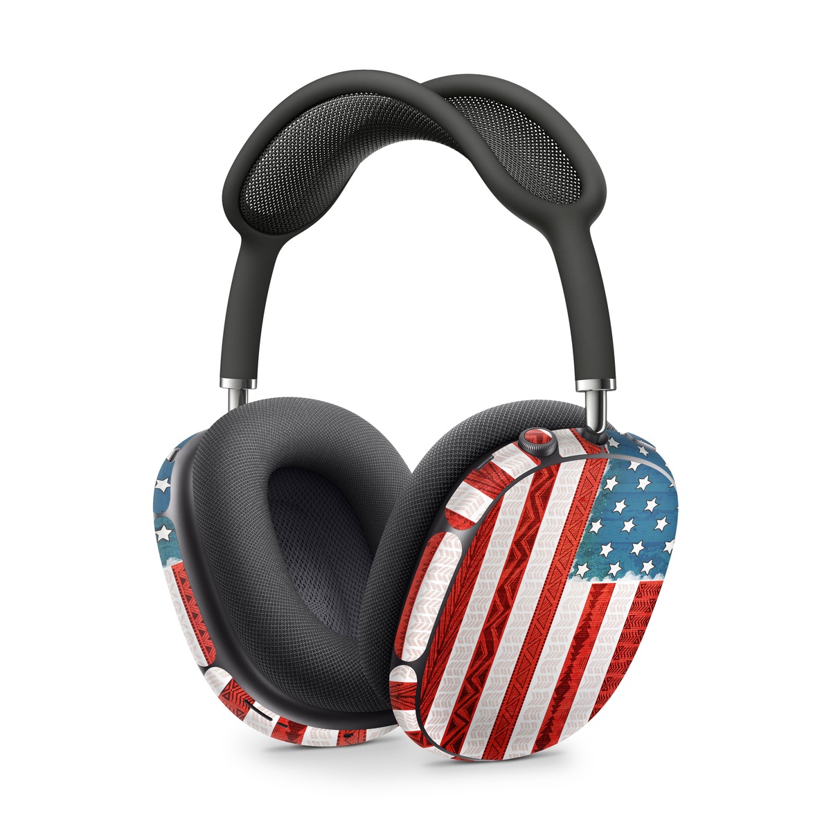Apple AirPods Max Skin design of Flag, Flag of the united states, Red, Flag Day (USA), Line, Pattern, Textile, Independence day, Veterans day, Tablecloth, with red, blue, white colors