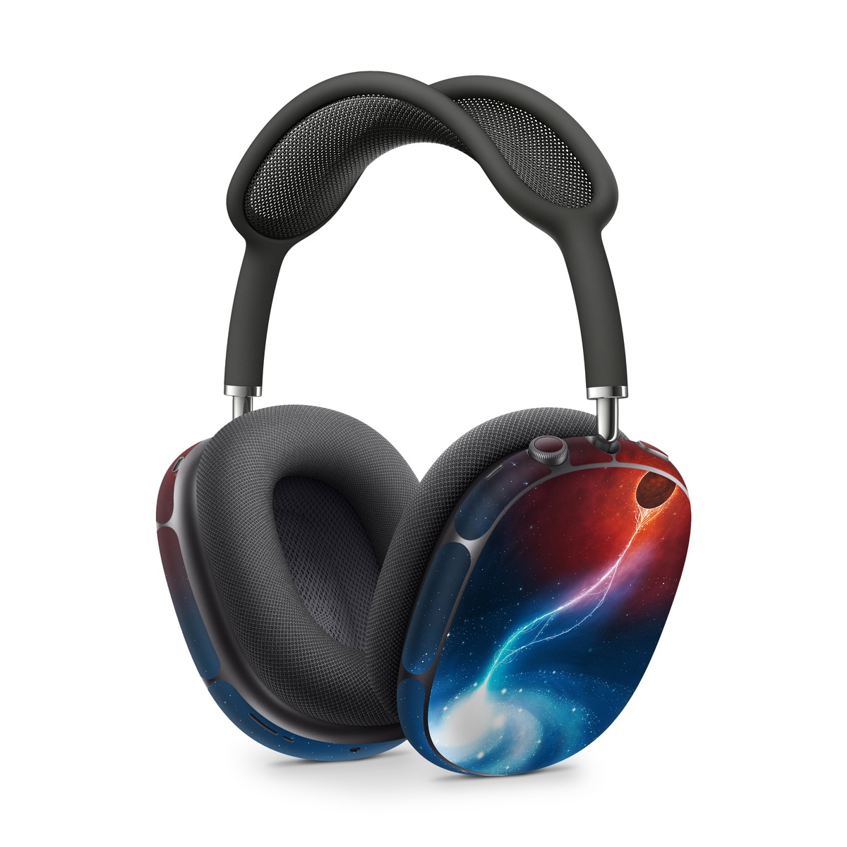 Apple AirPods Max Skin design of Outer space, Atmosphere, Astronomical object, Universe, Space, Sky, Planet, Astronomy, Celestial event, Galaxy, with blue, red, black colors