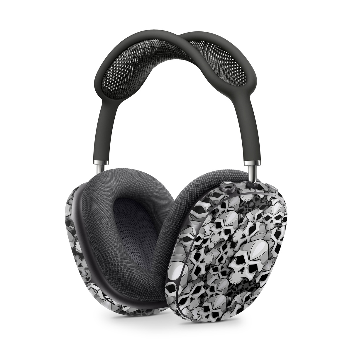 Apple AirPods Max Skin design of Pattern, Black-and-white, Monochrome, Ball, Football, Monochrome photography, Design, Font, Stock photography, Photography, with gray, black colors