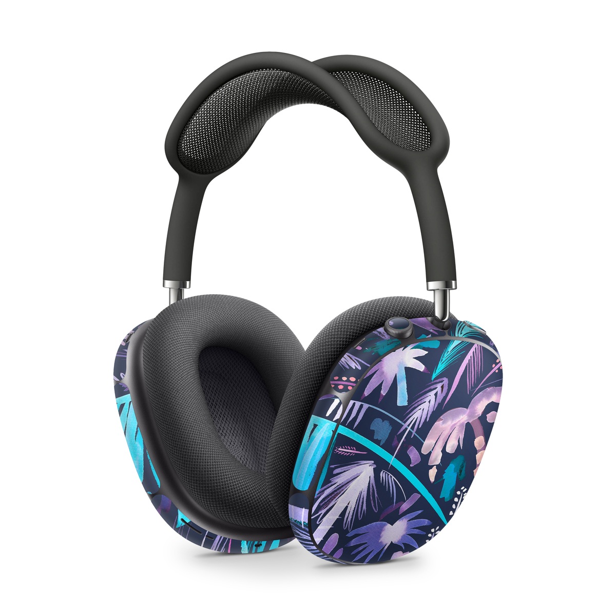 Apple AirPods Max Skin design of Purple, Blue, Graffiti, Pattern, Psychedelic art, Art, Violet, Lilac, Design, Electric blue, with blue, purple, black, white, pink colors