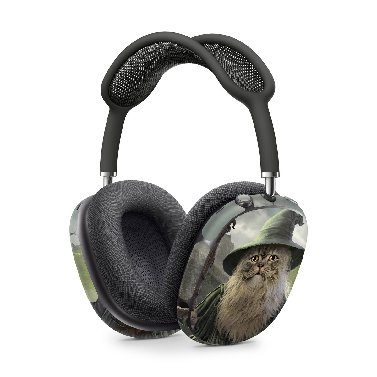 Apple AirPods Max Skin design of Beard, Facial hair, Illustration, Mythology, Magician, Fictional character, Cg artwork, Games, Art, with green, gray, brown, blue, green, white, yellow, black colors