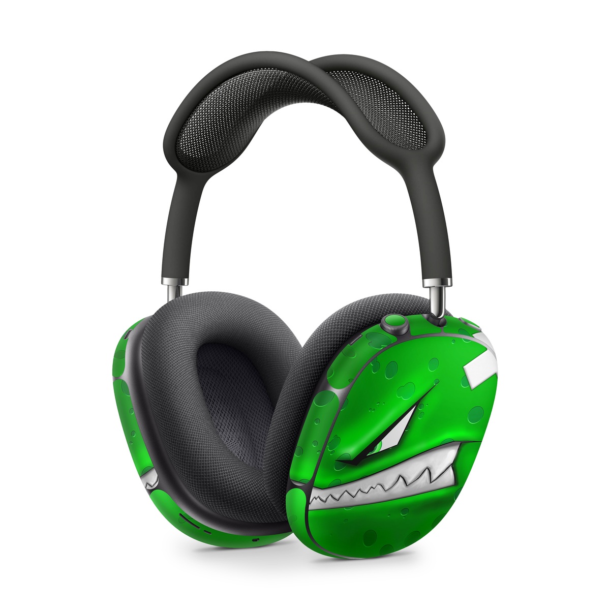 Apple AirPods Max Skin design of Green, Font, Animation, Logo, Graphics, Games, with green, white colors