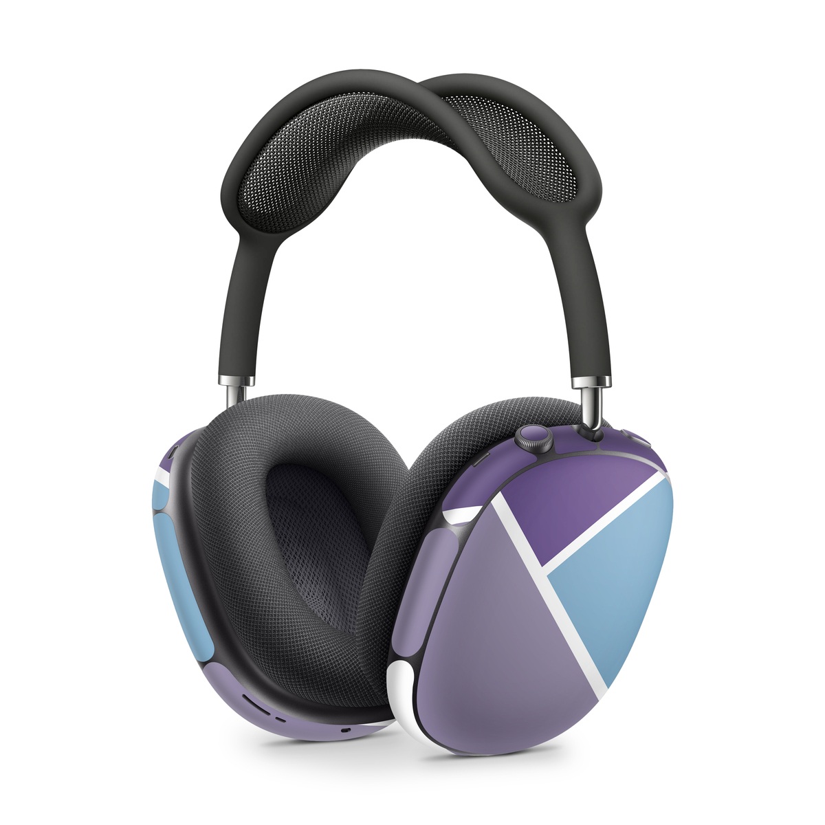 Apple AirPods Max Skin design of Violet, Purple, Turquoise, Line, Pattern, Design, Graphic design, Font, Triangle, Magenta, with white, blue, purple colors