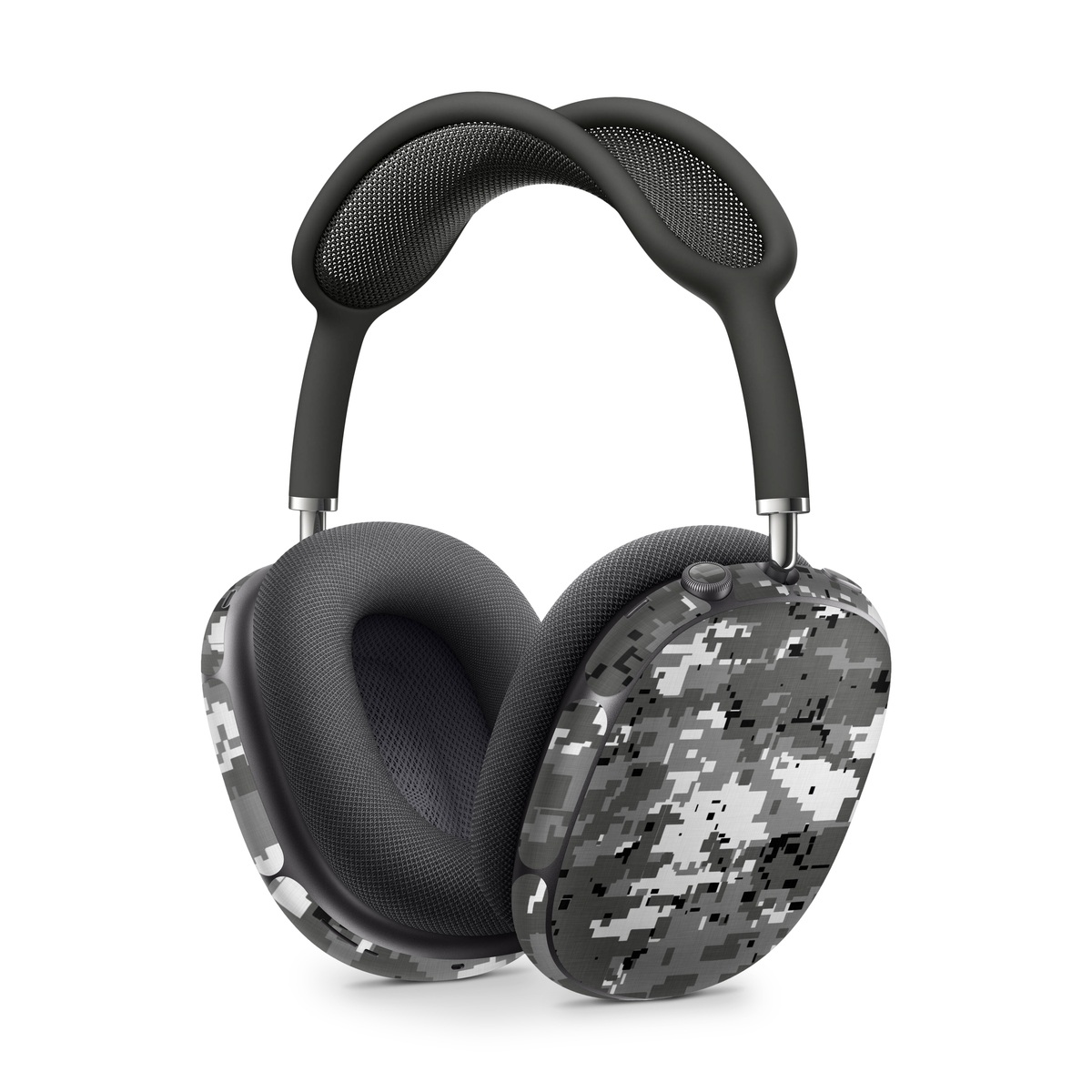 Apple AirPods Max Skin design of Military camouflage, Pattern, Camouflage, Design, Uniform, Metal, Black-and-white, with black, gray colors