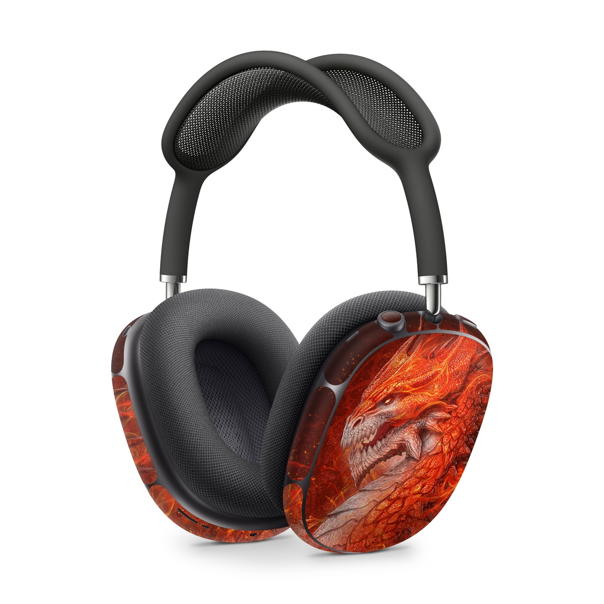 Apple AirPods Max Skin design of Fictional character, Cg artwork, Illustration, Art, Demon, Geological phenomenon, Mythical creature, Dragon, Cryptid, with red, orange, yellow colors