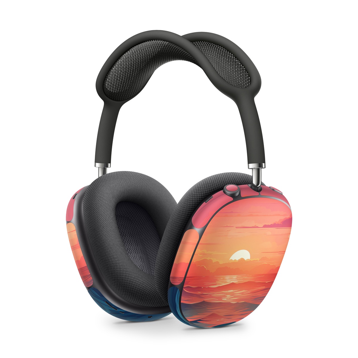 Apple AirPods Max Skin design of Cloud, Sky, Atmosphere, Daytime, Afterglow, Ecoregion, Nature, Dusk, Water, Orange, with blue, red, yellow, orange, pink, black, purple colors