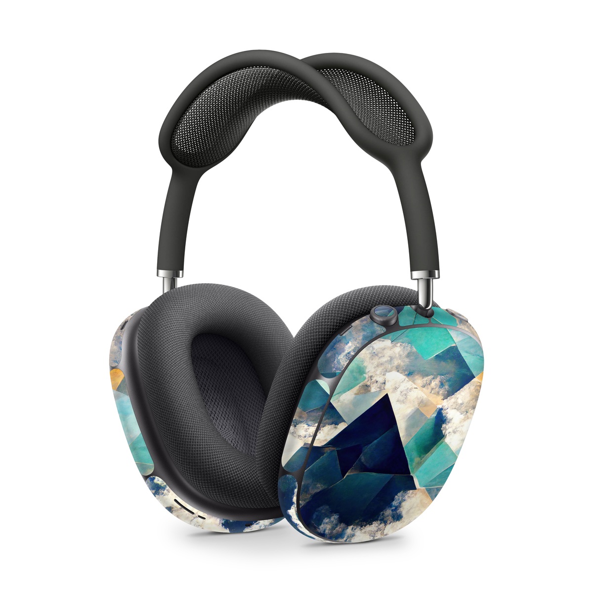 Apple AirPods Max Skin design of Daytime, World, Nature, Blue, Azure, Green, Triangle, Rectangle, Architecture, Art, with blue, yellow, white, green colors