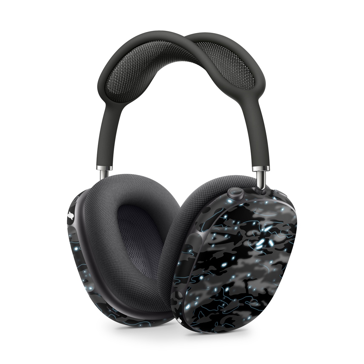 Apple AirPods Max Skin design of Black, Water, Space, Black-and-white, Granite, with blue, white, gray, blue colors