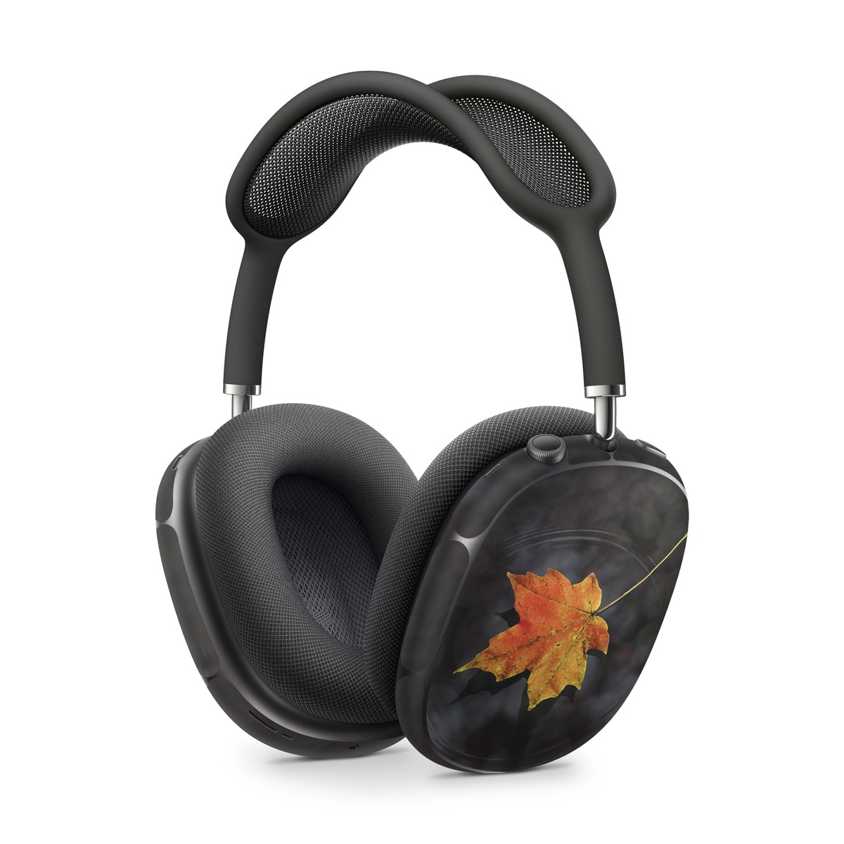 Apple AirPods Max Skin design of Leaf, Maple leaf, Tree, Black maple, Sky, Yellow, Deciduous, Orange, Autumn, Red, with black, red, green colors