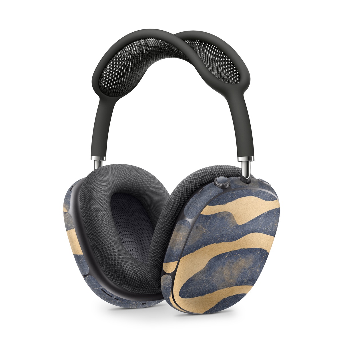 Apple AirPods Max Skin design of Art, Painting, Pattern, Font, Landscape, Dune, Illustration, Aeolian landform, Sand, Visual arts, with blue, brown colors