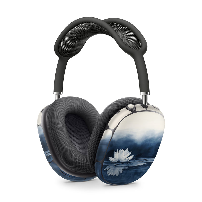 Apple AirPods Max Skin design of Water, Flower, Plant, Liquid, Lotus, Sky, Nature, Petal, Fluid, Sacred lotus, with black, blue, white, gray colors