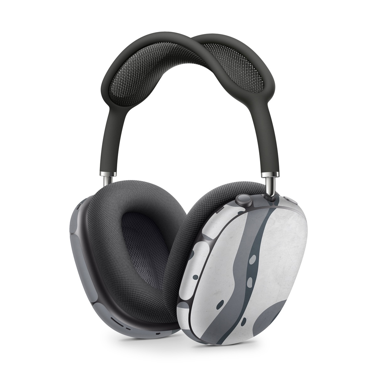 Apple AirPods Max Skin design of White, Pattern, Water, Design, Illustration, Black-and-white, Metal, Drawing, Style, with black, white, gray colors