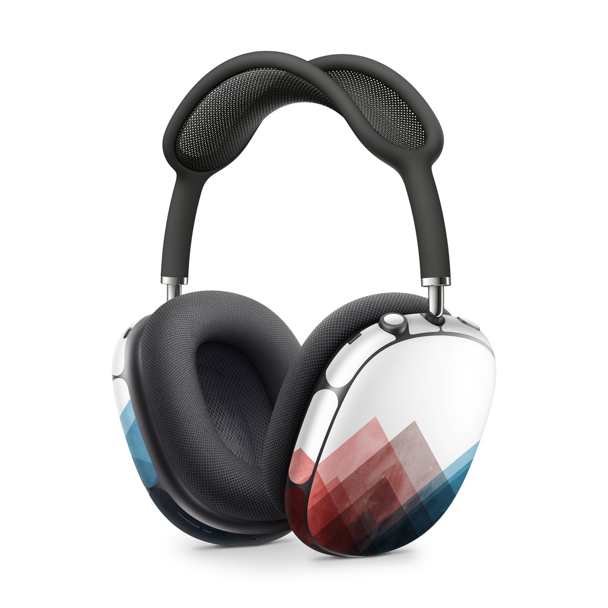 Apple AirPods Max Skin design of Blue, Red, Sky, Pink, Line, Architecture, Font, Graphic design, Colorfulness, Illustration, with red, pink, blue colors