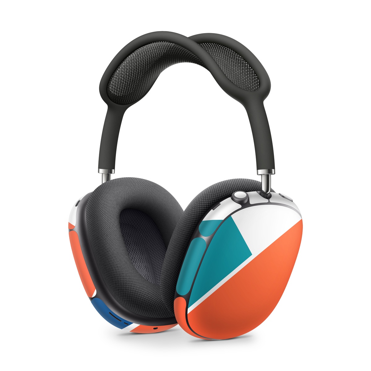 Apple AirPods Max Skin design of Blue, Orange, Line, Turquoise, Flag, Electric blue, Pattern, Parallel, with white, blue, red, orange, green colors