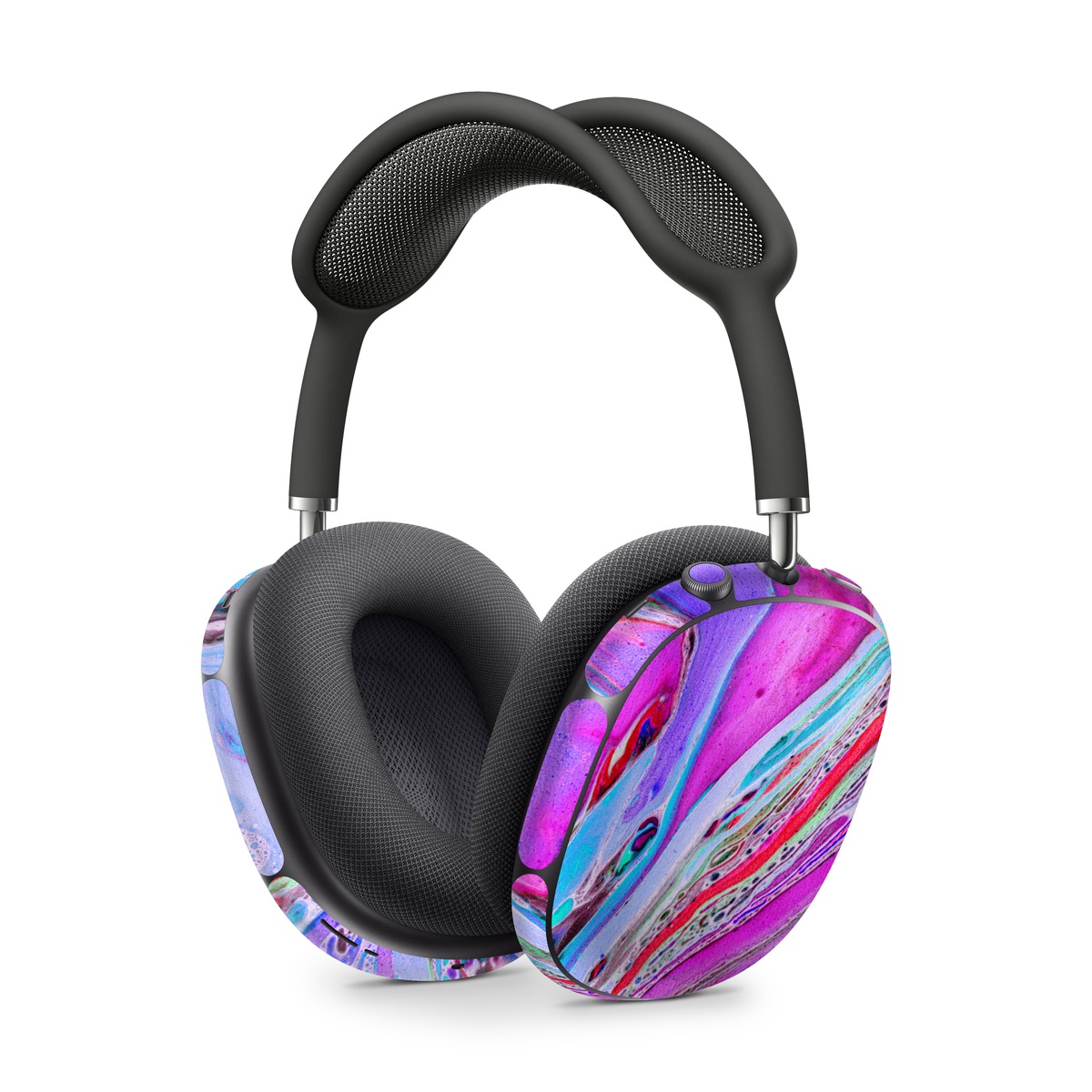 Apple AirPods Max Skin design of Pink, Purple, Pattern, Design, Visual arts, Art, Psychedelic art, Magenta, Acrylic paint, Colorfulness, with pink, purple, blue, green colors