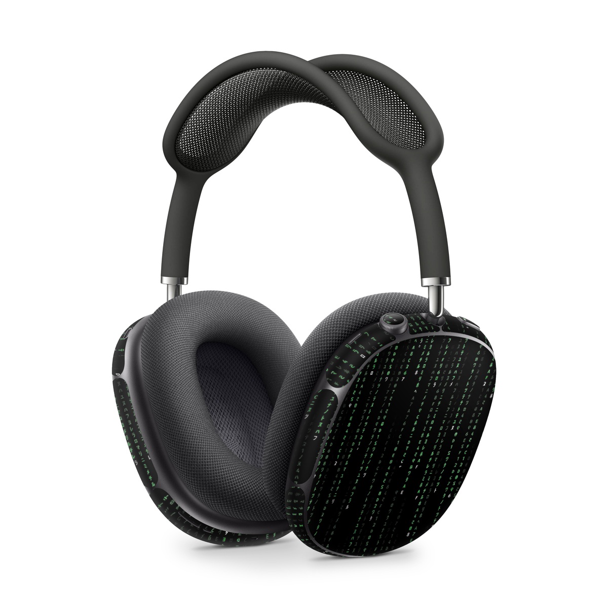 Apple AirPods Max Skin design of Green, Black, Pattern, Symmetry, with black colors