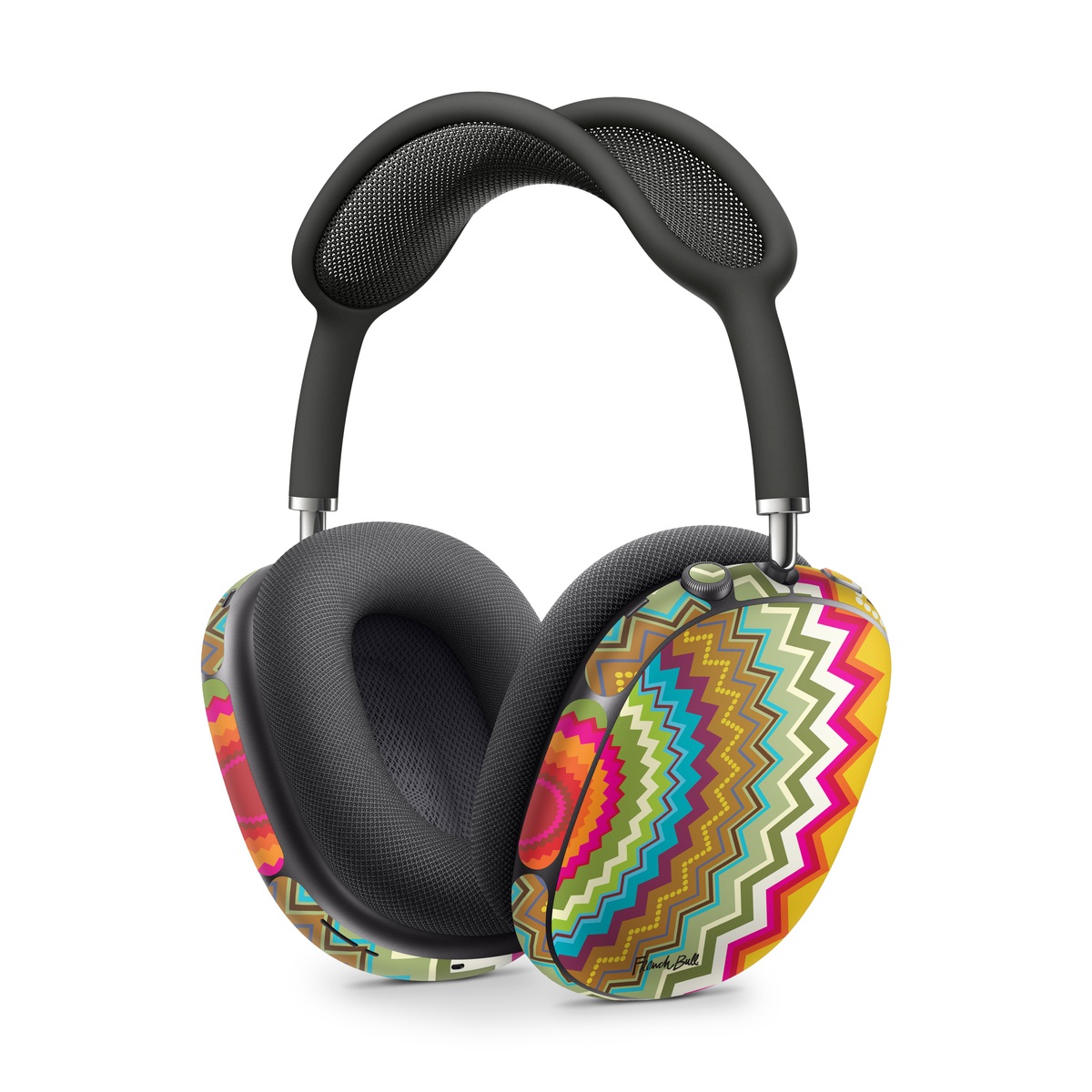 Apple AirPods Max Skin design of Colorfulness, Textile, Art, Creative arts, Triangle, Rectangle, Symmetry, Circle, Pattern, Tints and shades, with red, orange, yellow, pink, green, white, black, blue, brown colors