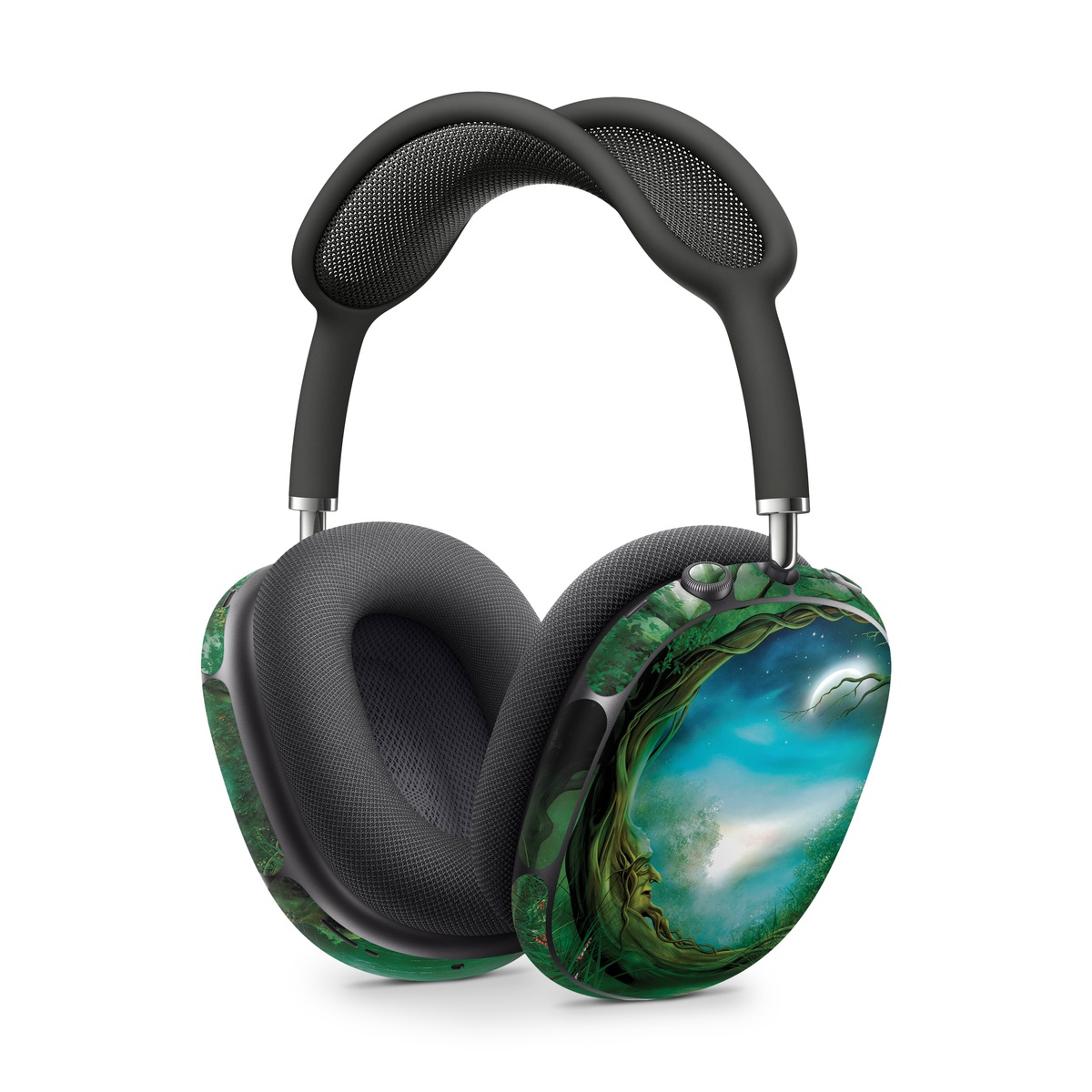 Apple AirPods Max Skin design of Fractal art, Art, Organism, Fictional character, Earth, Cg artwork, with black, blue, green, gray colors