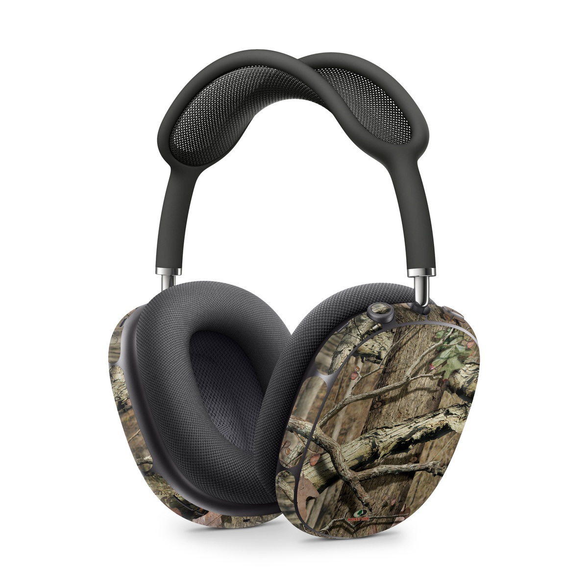 Apple AirPods Max Skin design of Tree, Military camouflage, Camouflage, Plant, Woody plant, Trunk, Branch, Design, Adaptation, Pattern, with black, red, green, gray colors