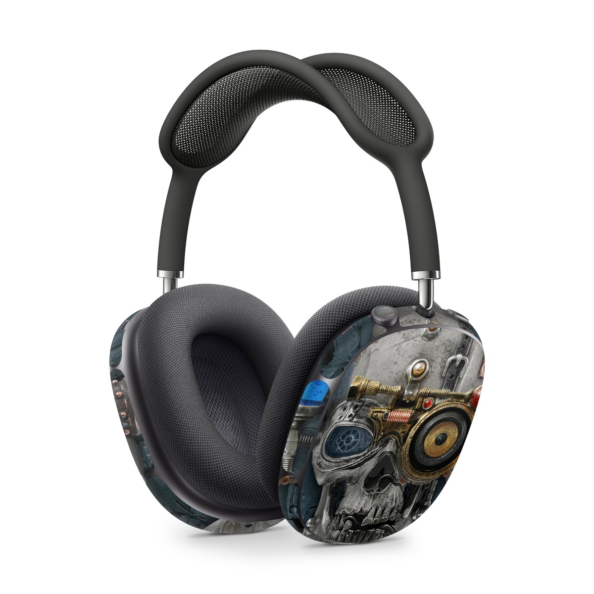 Apple AirPods Max Skin design of Engine, Auto part, Still life photography, Personal protective equipment, Illustration, Automotive engine part, Art, with black, gray, red, green colors