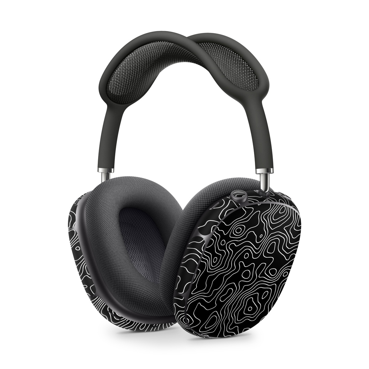 Apple AirPods Max Skin design of Art, Motif, Pattern, Symmetry, Monochrome, Circle, Font, Visual arts, Illustration, Monochrome photography, with black, gray colors