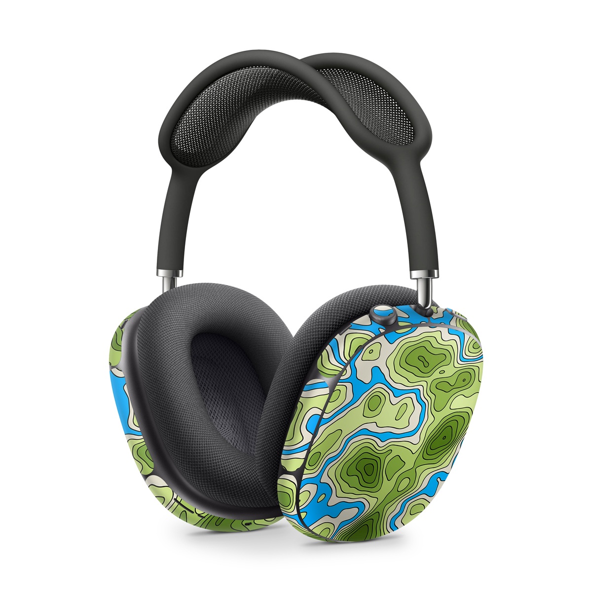 Apple AirPods Max Skin design of Botany, Azure, Organism, Vegetation, Aqua, Terrestrial plant, Symmetry, Electric blue, Pattern, Art, with green, blue colors