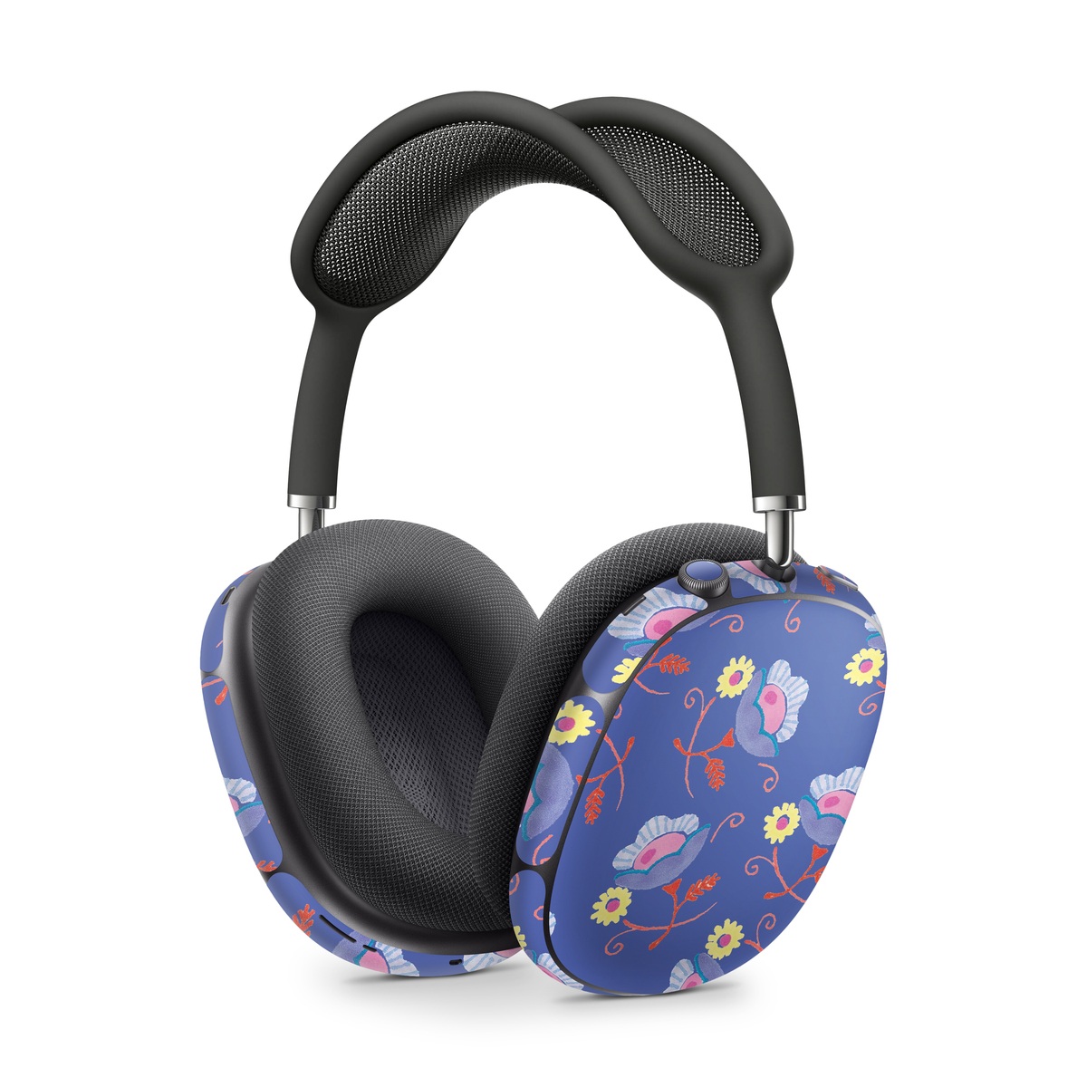 Apple AirPods Max Skin design of Azure, Textile, Rectangle, Art, Aqua, Painting, Pattern, Electric blue, Font, Visual arts, with purple, red, yellow, pink colors