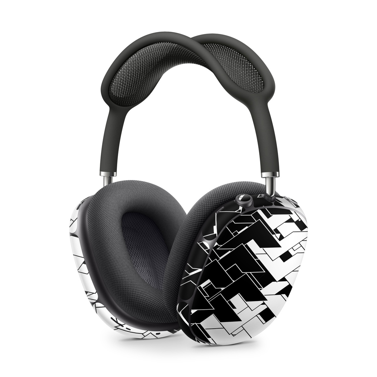 Apple AirPods Max Skin design of Pattern, Black, Black-and-white, Monochrome, Monochrome photography, Line, Design, Parallel, Font, with black, white colors