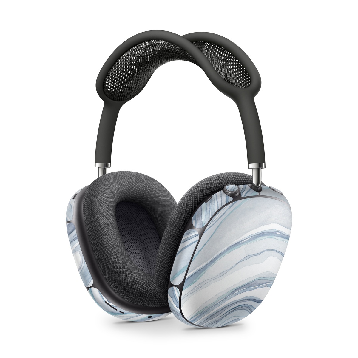 Apple AirPods Max Skin design of Water, Liquid, Azure, Fluid, Grey, Aqua, Pattern, Wind wave, Electric blue, Wind, with blue, white colors